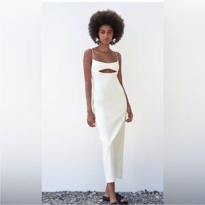 Zara white chest cut out dress